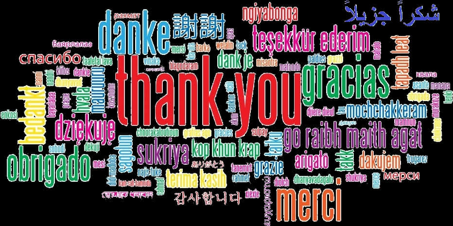 Multilingual Thank You Word Cloud PNG image