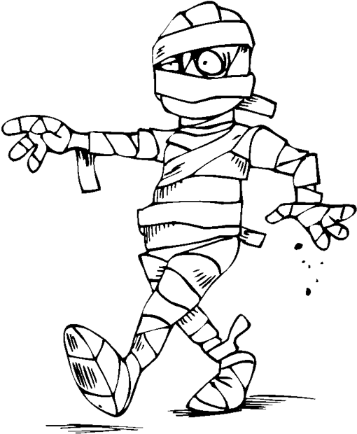 Mummy Cartoon Coloring Page PNG image