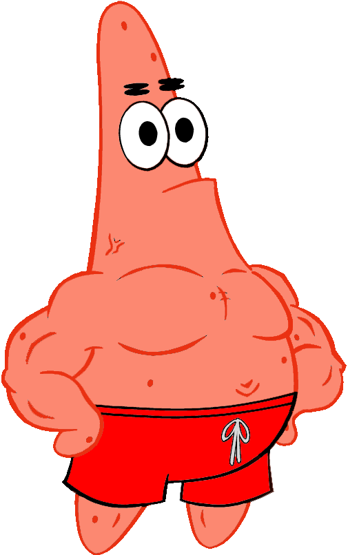 Muscled Patrick Star Cartoon PNG image