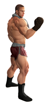 Muscular Animated Character Pose PNG image