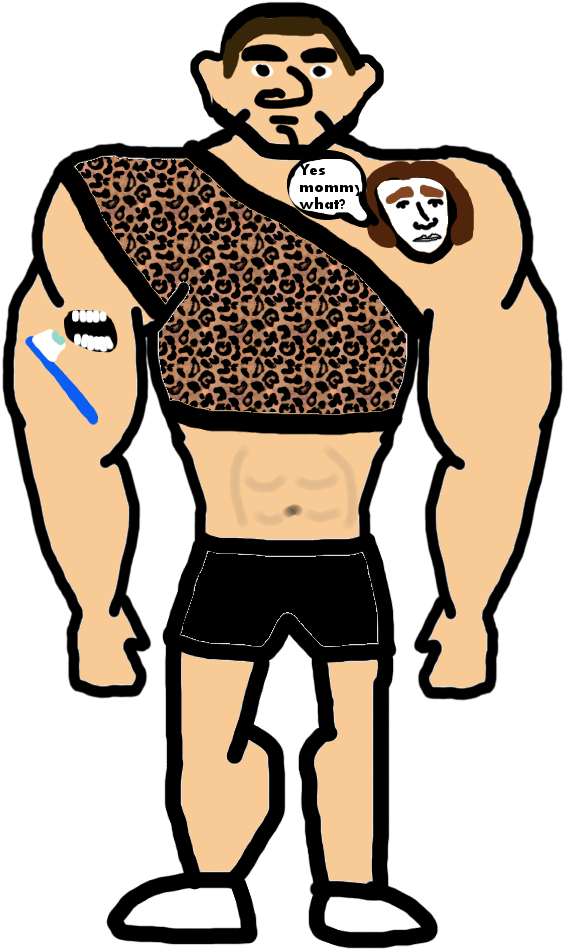 Muscular Cartoon Character Leopard Print Top PNG image