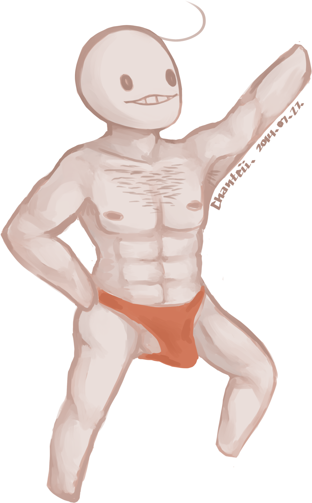 Muscular Cartoon Figure Posing PNG image