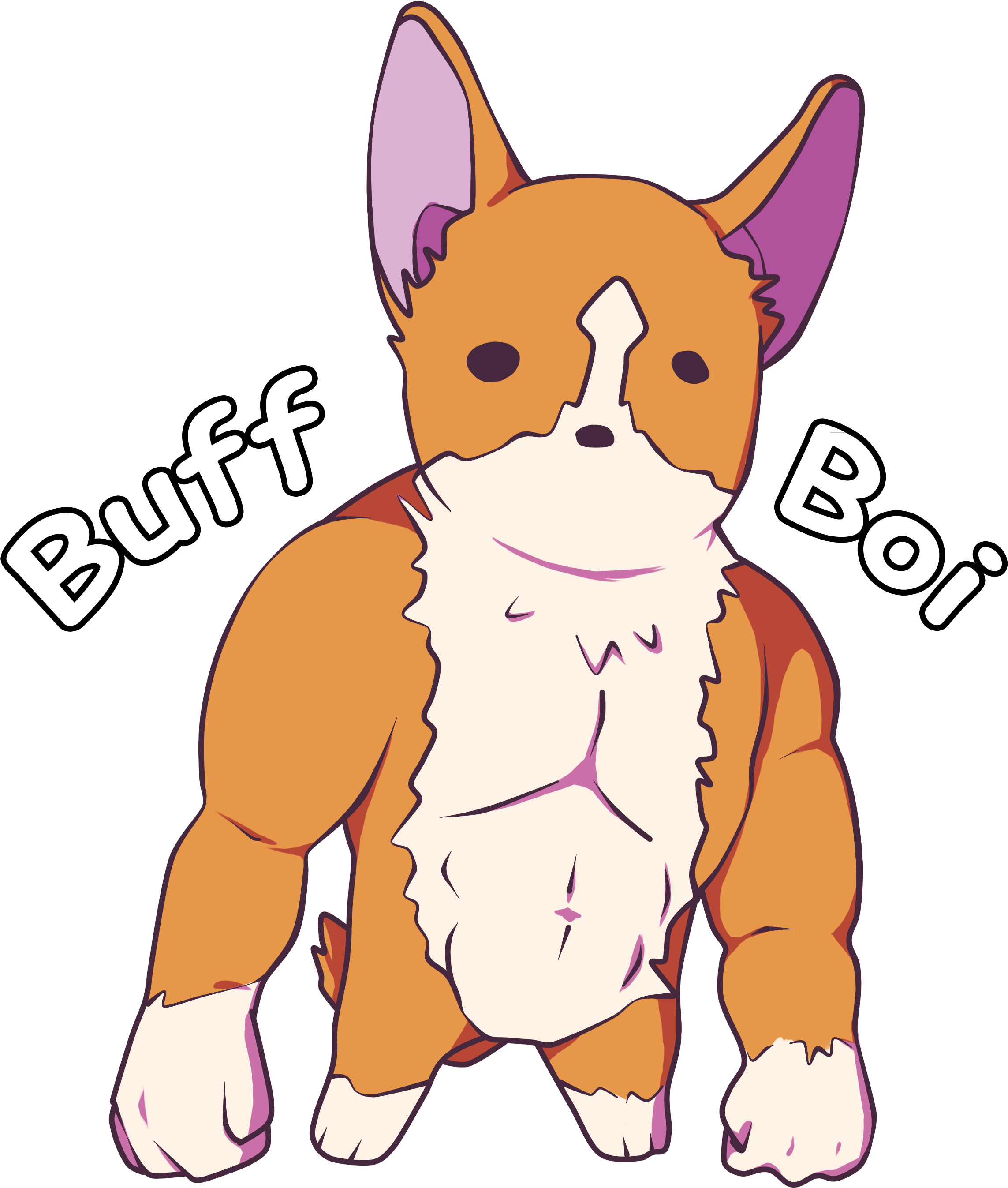 Muscular Corgi Cartoon Illustration PNG image