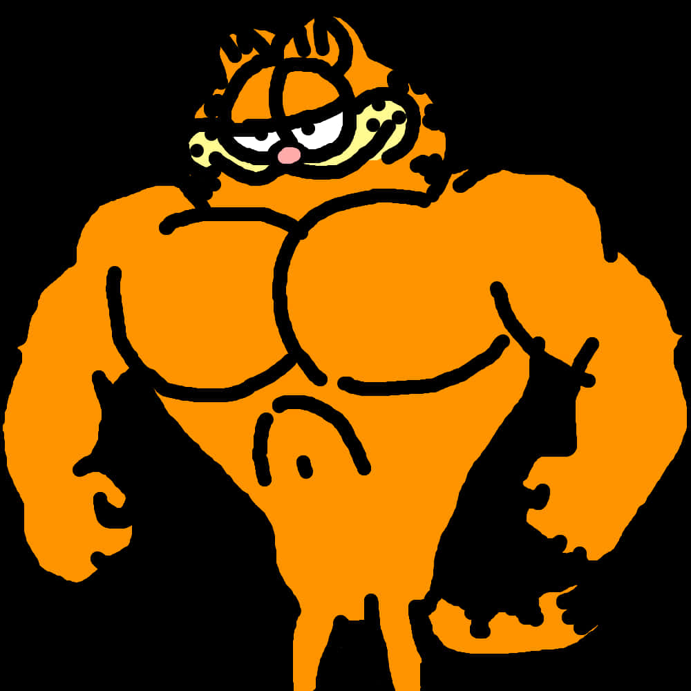 Muscular Garfield Cartoon Character PNG image