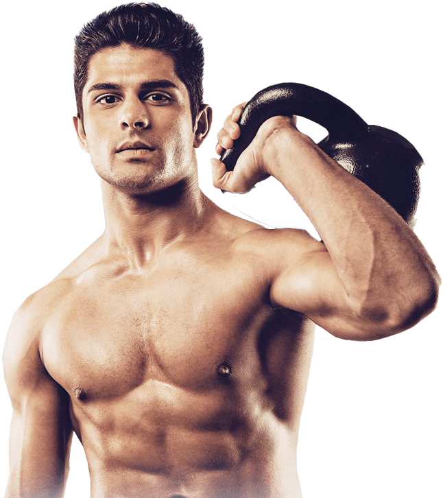 Muscular Man Holding Kettlebell PNG image