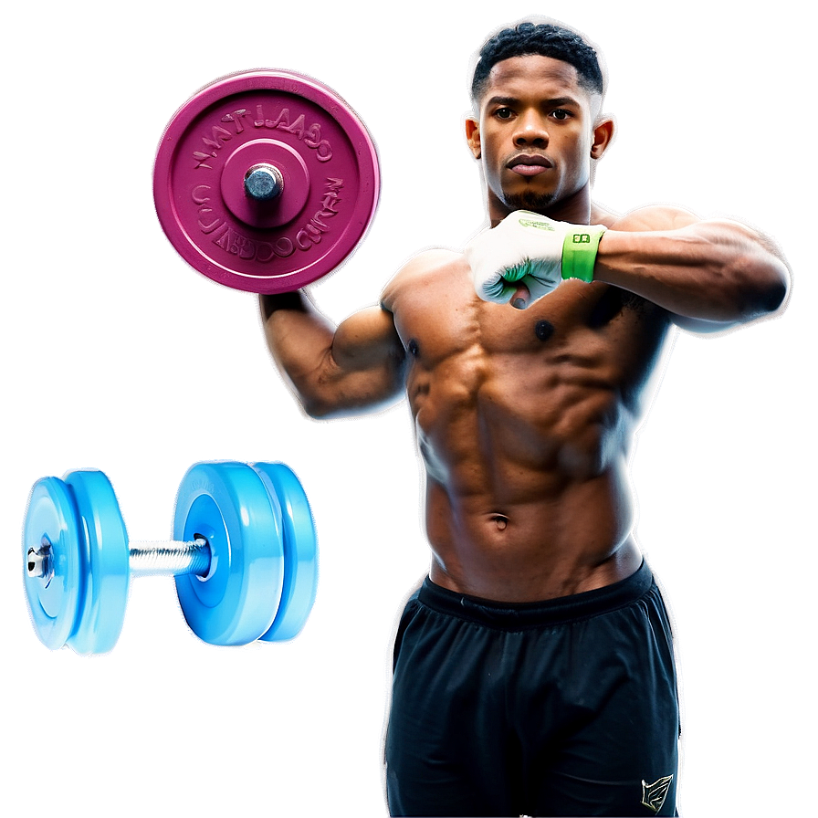 Muscular Man Holding Weights Fitness Concept PNG image