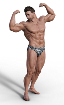 Muscular Man Posing Flexing Biceps PNG image