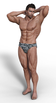 Muscular Man Posingin Swimwear PNG image