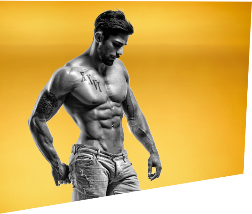 Muscular Man Showcasing Physique PNG image