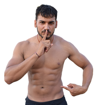Muscular Man Silencing Gesture PNG image