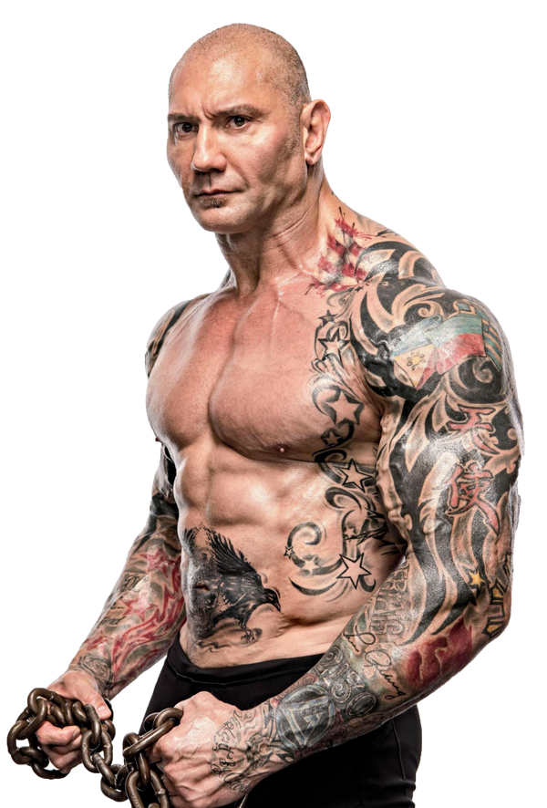 Muscular Tattooed Manwith Chains PNG image