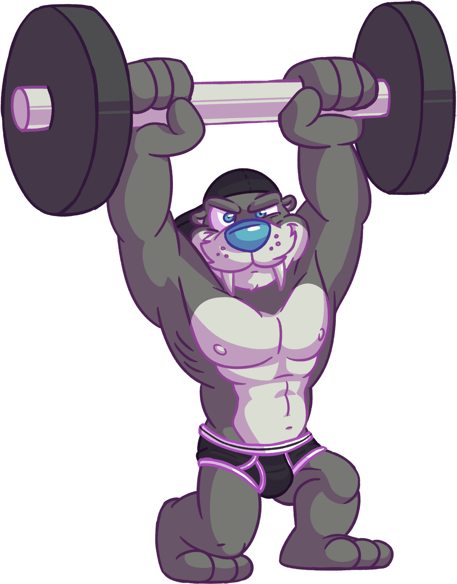 Muscular Walrus Lifting Weights.png PNG image