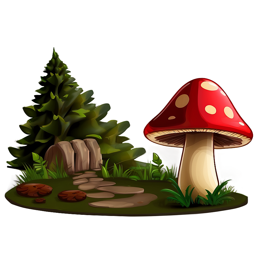 Mushroom Adventure Cartoon Png Enc PNG image