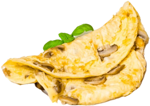 Mushroom Omelettewith Basil Top View PNG image