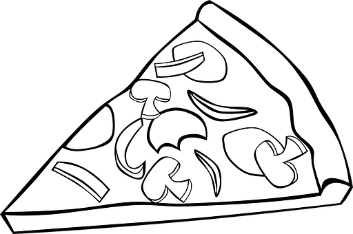 Mushroom Pizza Slice Outline PNG image