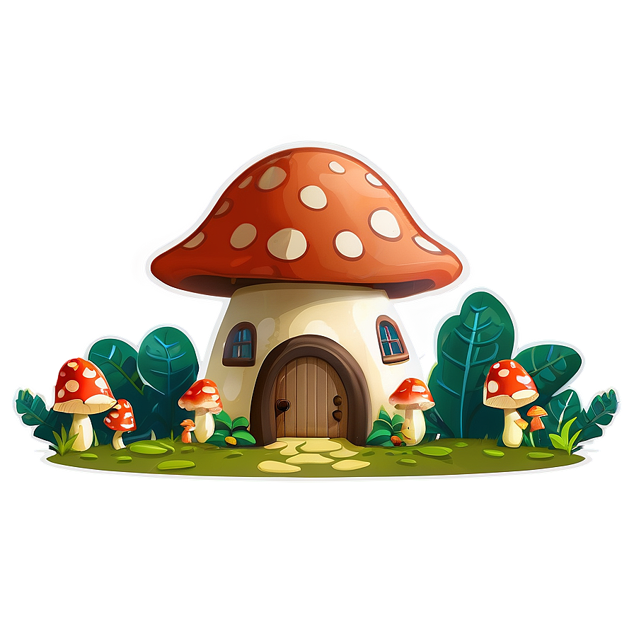 Mushroom Village Cartoon Png 06272024 PNG image