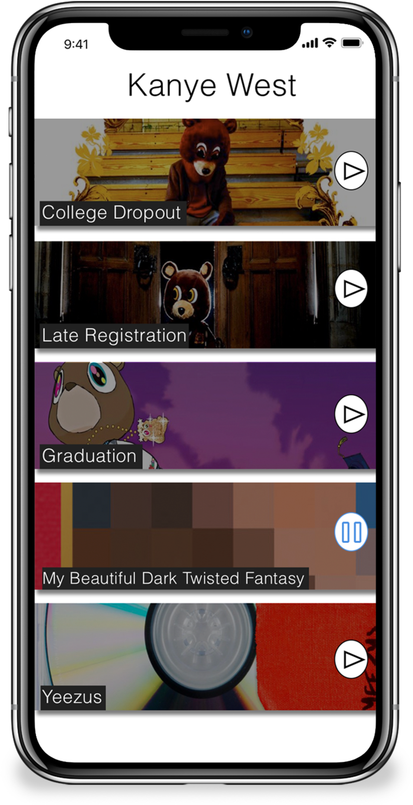 Music Player Album Selection Screen PNG image
