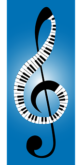 Musical Clef Piano Keyboard Fusion PNG image