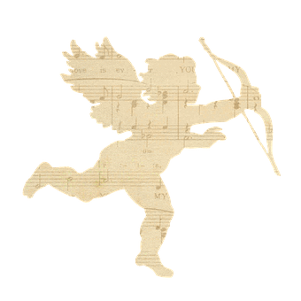 Musical Cupid Silhouette PNG image