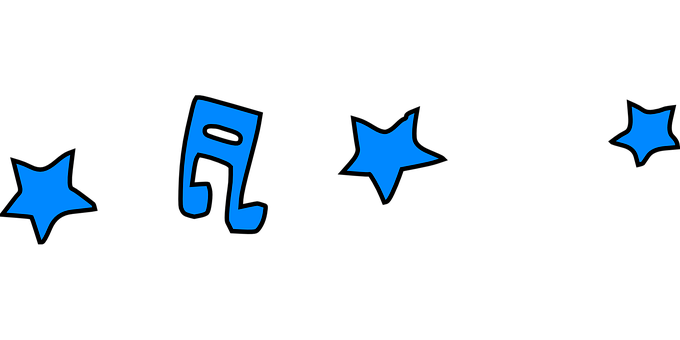 Musical Note And Stars_ Blue On Black PNG image