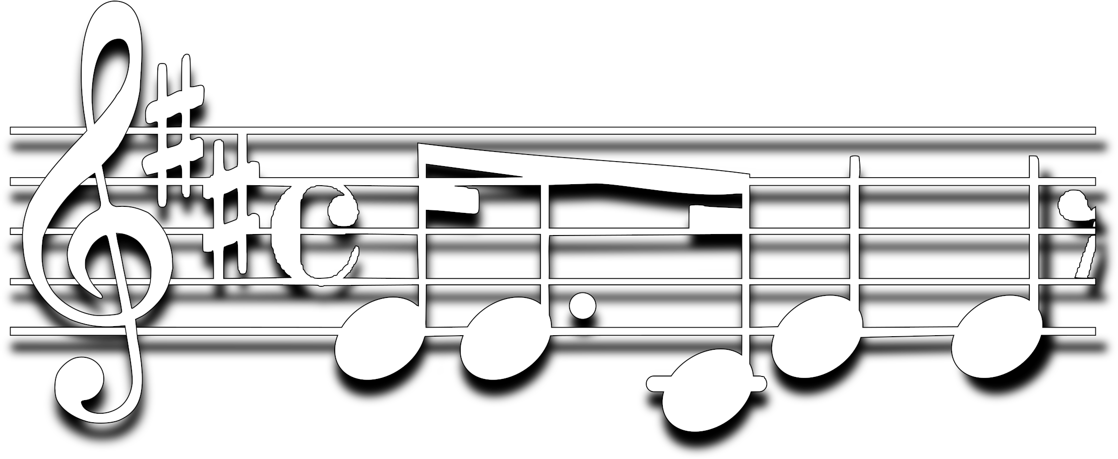 Musical Notes Staff Clef Design PNG image
