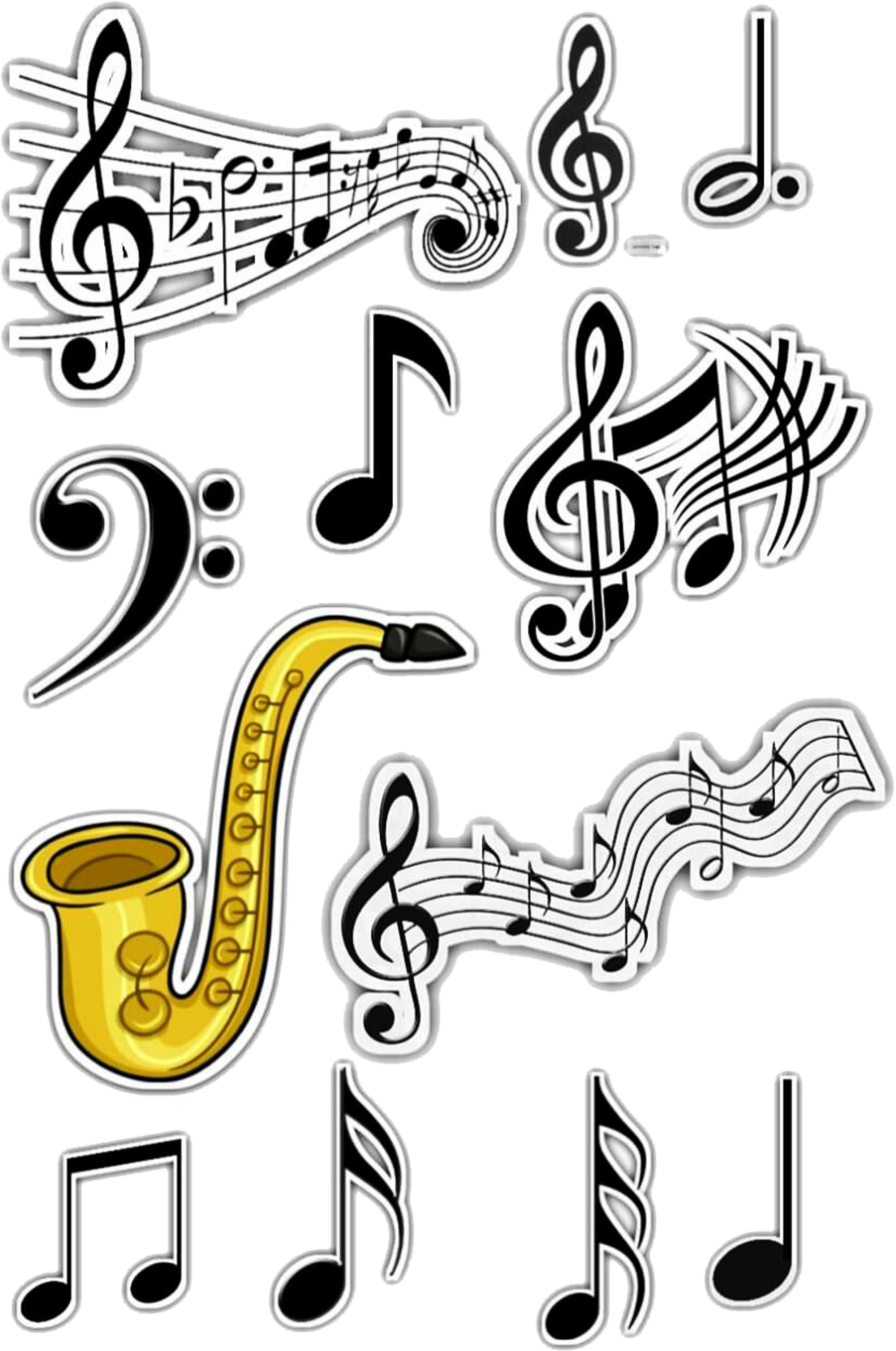 Musical Notesand Saxophone Stickers PNG image