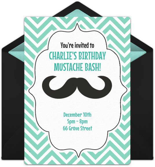 Mustache Bash Birthday Invitation PNG image