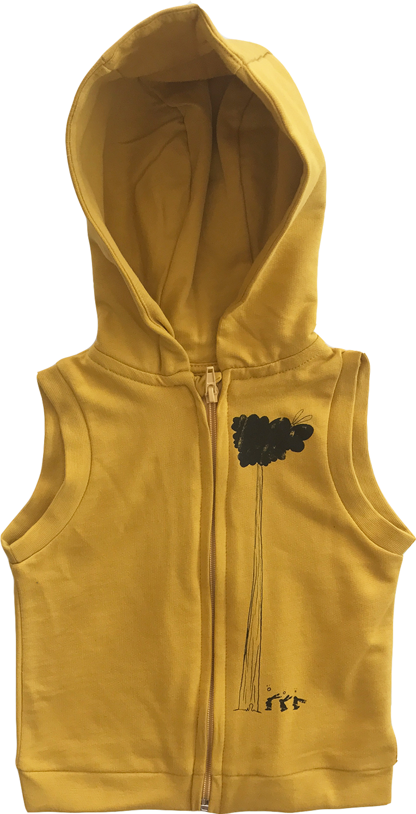 Mustard Yellow Sleeveless Hoodie PNG image