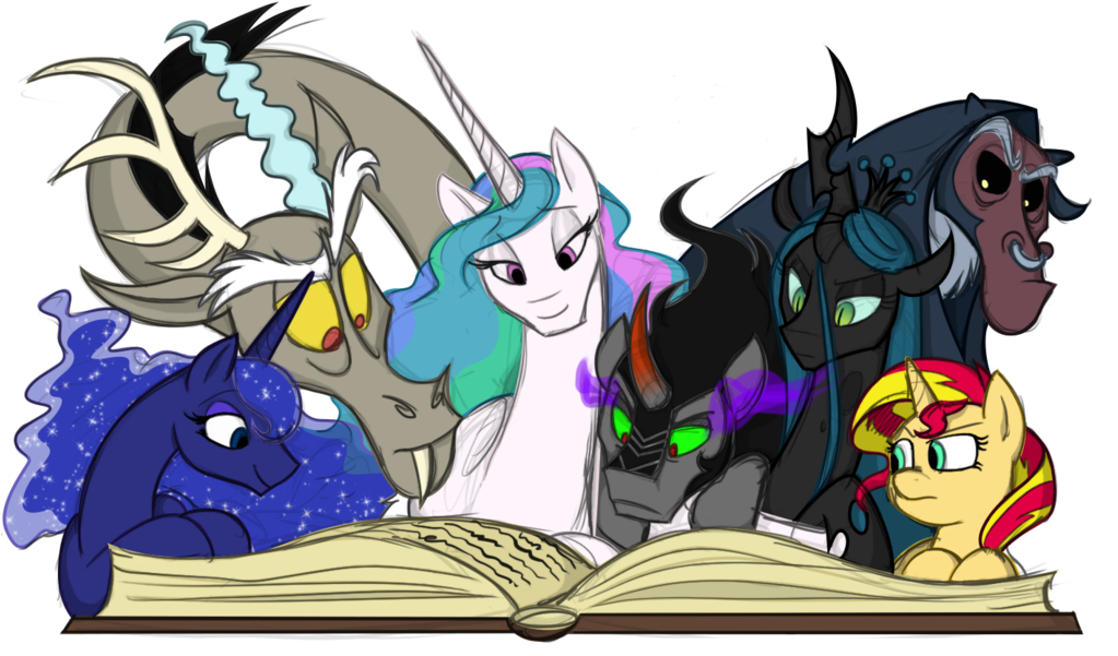 My Little Pony Characters Reading PNG image