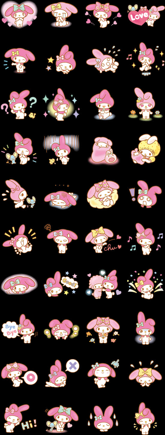 My Melody Emotions Collection Stickers PNG image