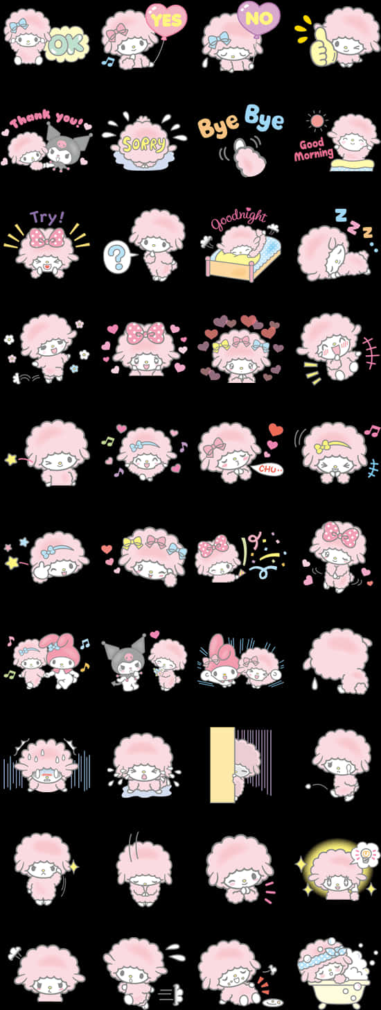 My Melody Expressions Sticker Set PNG image