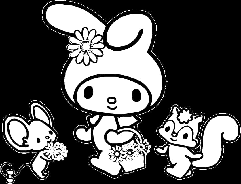 My Melodyand Friends Floral Fun PNG image