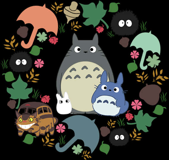 My Neighbor Totoro Characters Collage PNG image