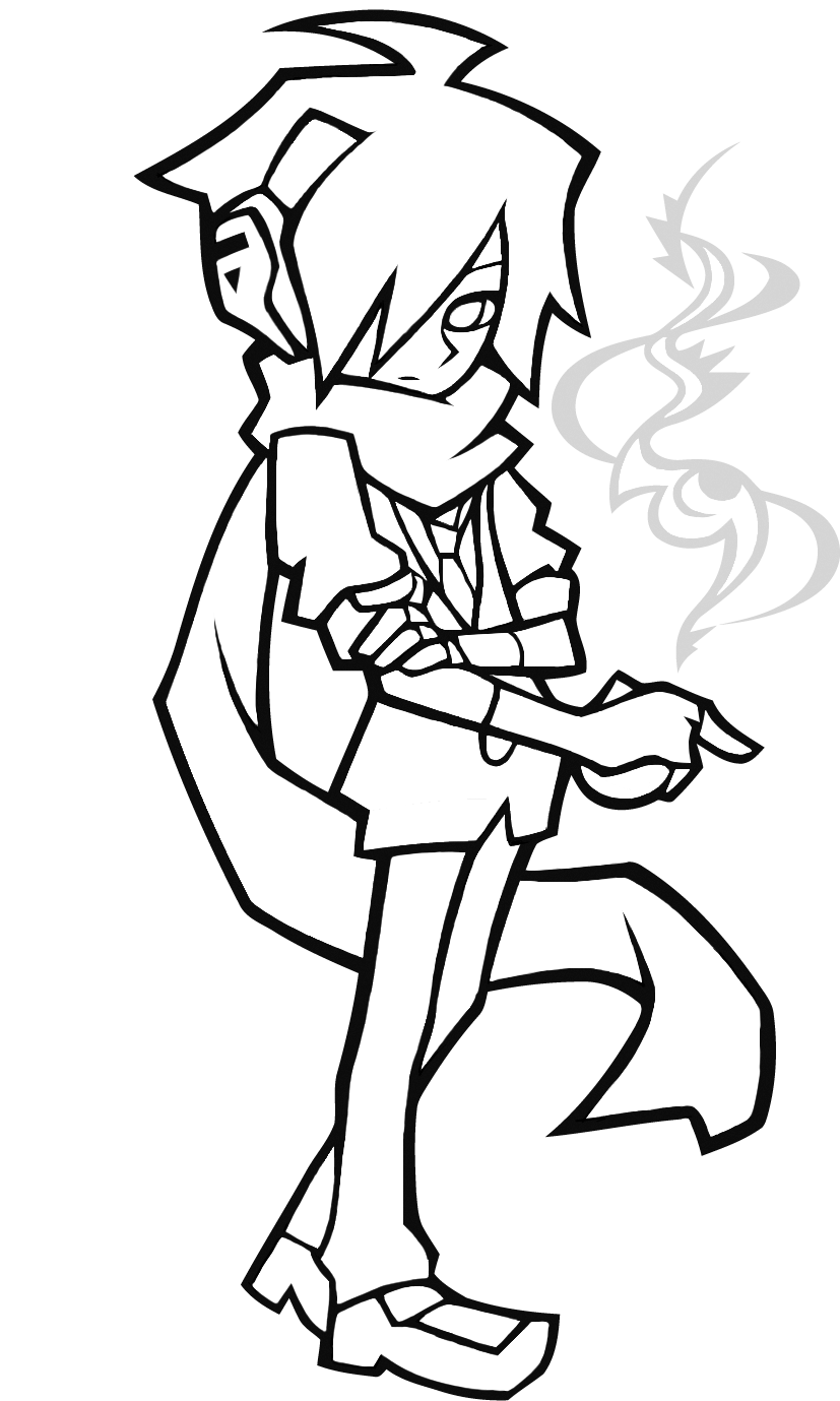 Mysterious Anime Character Lineart PNG image