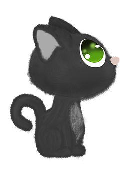 Mysterious Black Cat Cartoon PNG image