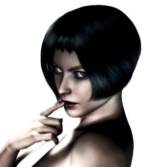 Mysterious Girlwith Black Hair PNG image