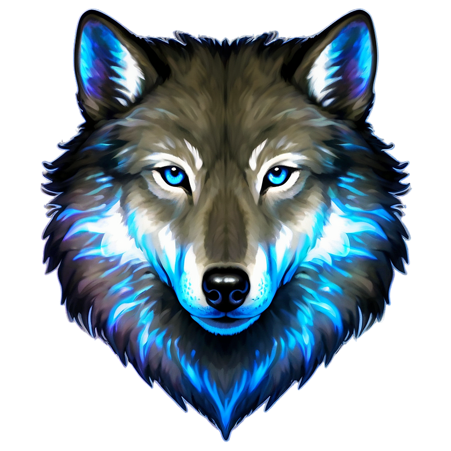 Mystic Wolf With Blue Eyes Png Ece PNG image