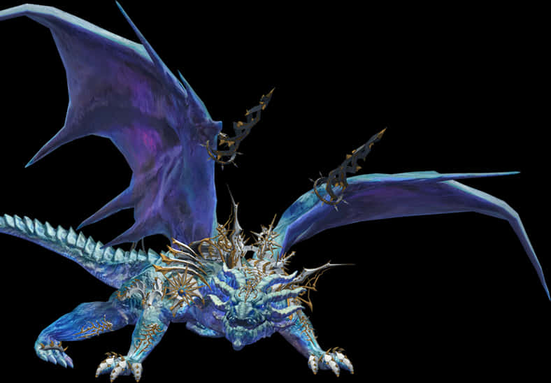 Mystical Blue Dragon PNG image