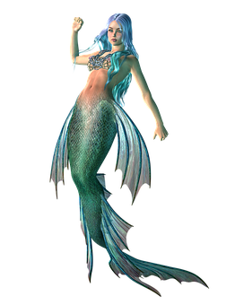 Mystical Blue Mermaid Pose PNG image