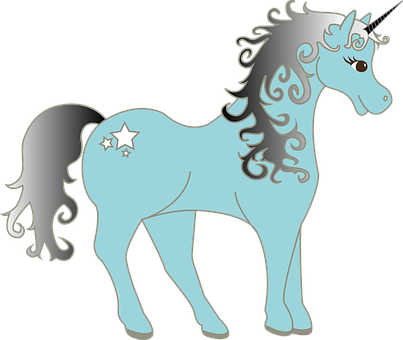 Mystical_ Blue_ Unicorn PNG image