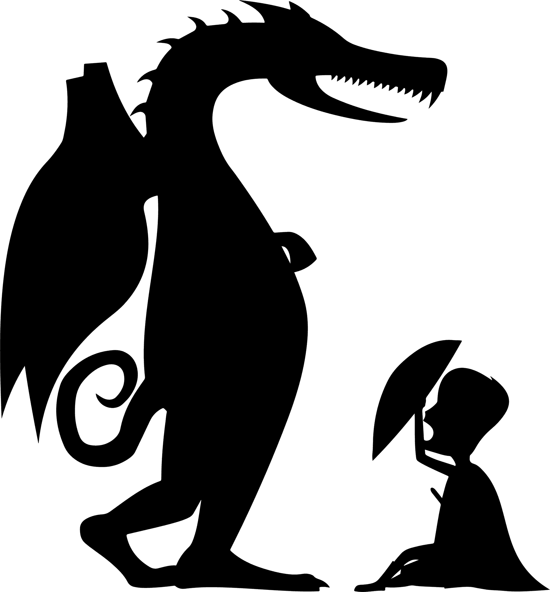 Mystical_ Dragon_and_ Child_ Silhouette PNG image