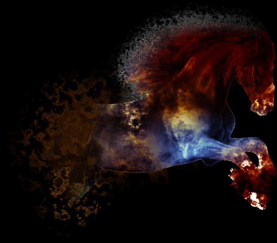 Mystical_ Fire_ Horse_ Abstract_ Background PNG image
