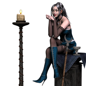 Mystical_ Girl_with_ Candle_and_ Sword.jpg PNG image