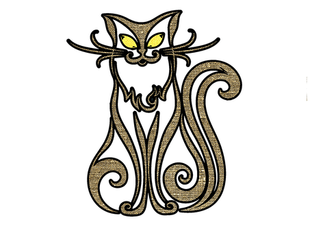 Mystical Golden Cat Art PNG image