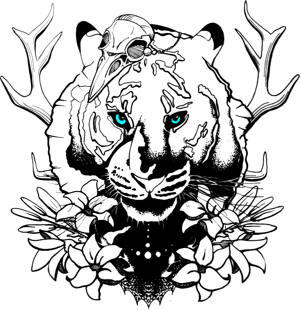 Mystical Lion Tattoo Design PNG image