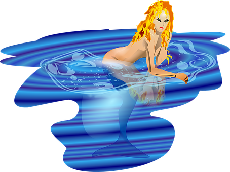 Mystical Mermaid Emerging From Water PNG image