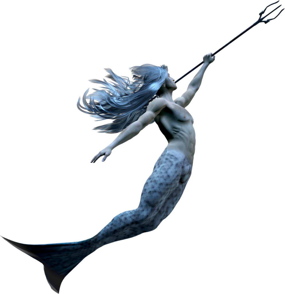 Mystical Mermaidwith Trident PNG image