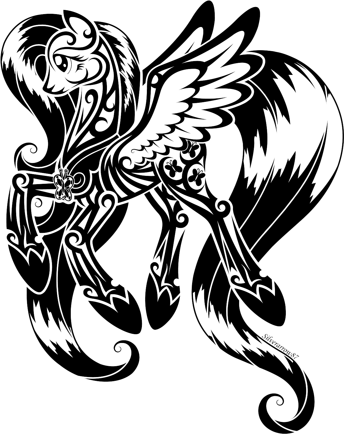 Mystical Pegasus Tattoo Design PNG image