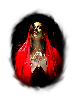 Mystical_ Red_ Veil_ Woman PNG image