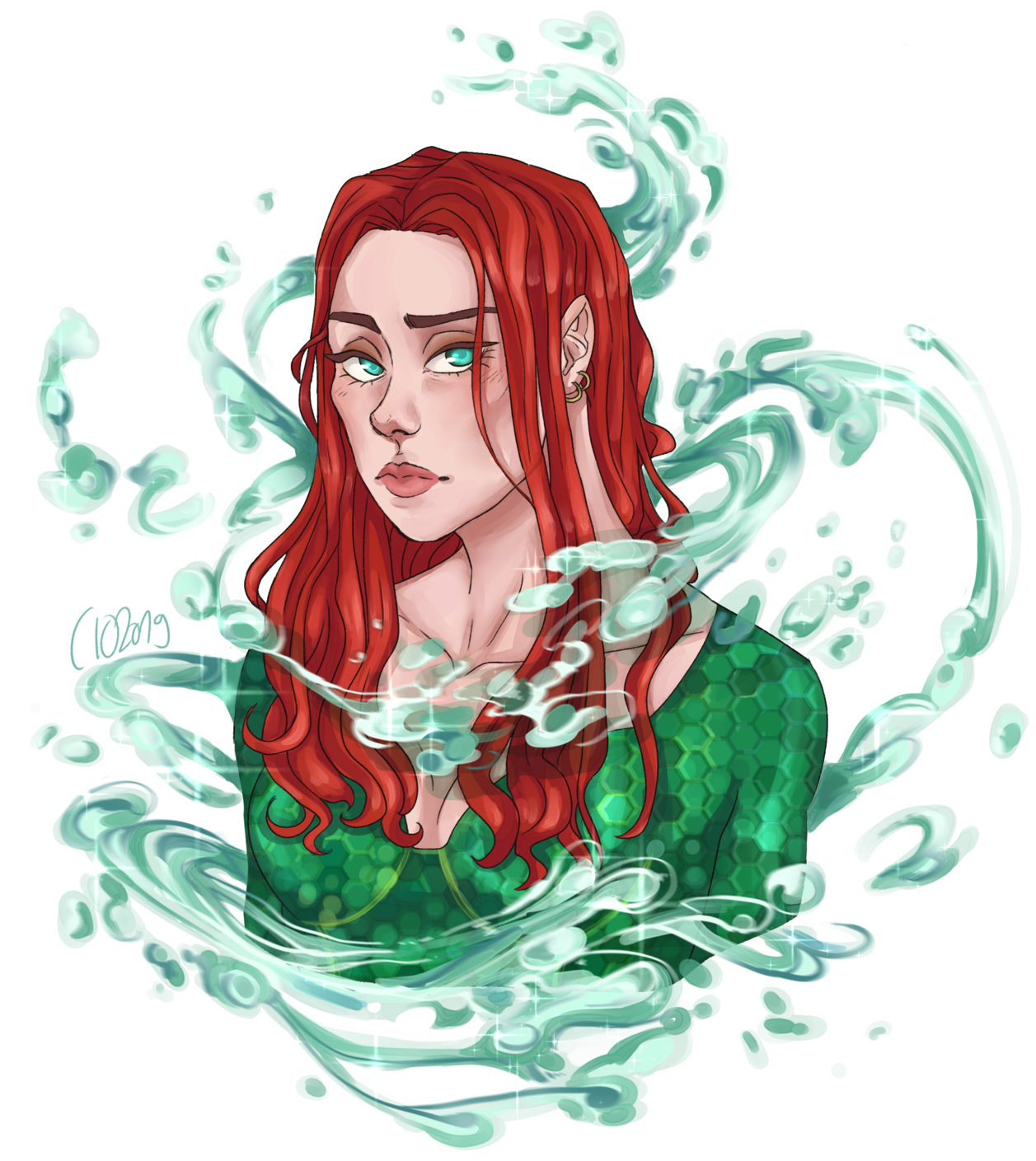 Mystical_ Redhead_with_ Ethereal_ Smoke PNG image